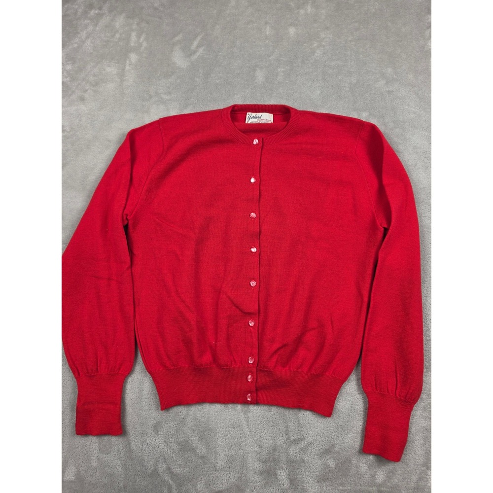 Vtg Garland Cardigan Sweater Womens M Red Fine Australian Wool Cuddledown *Read